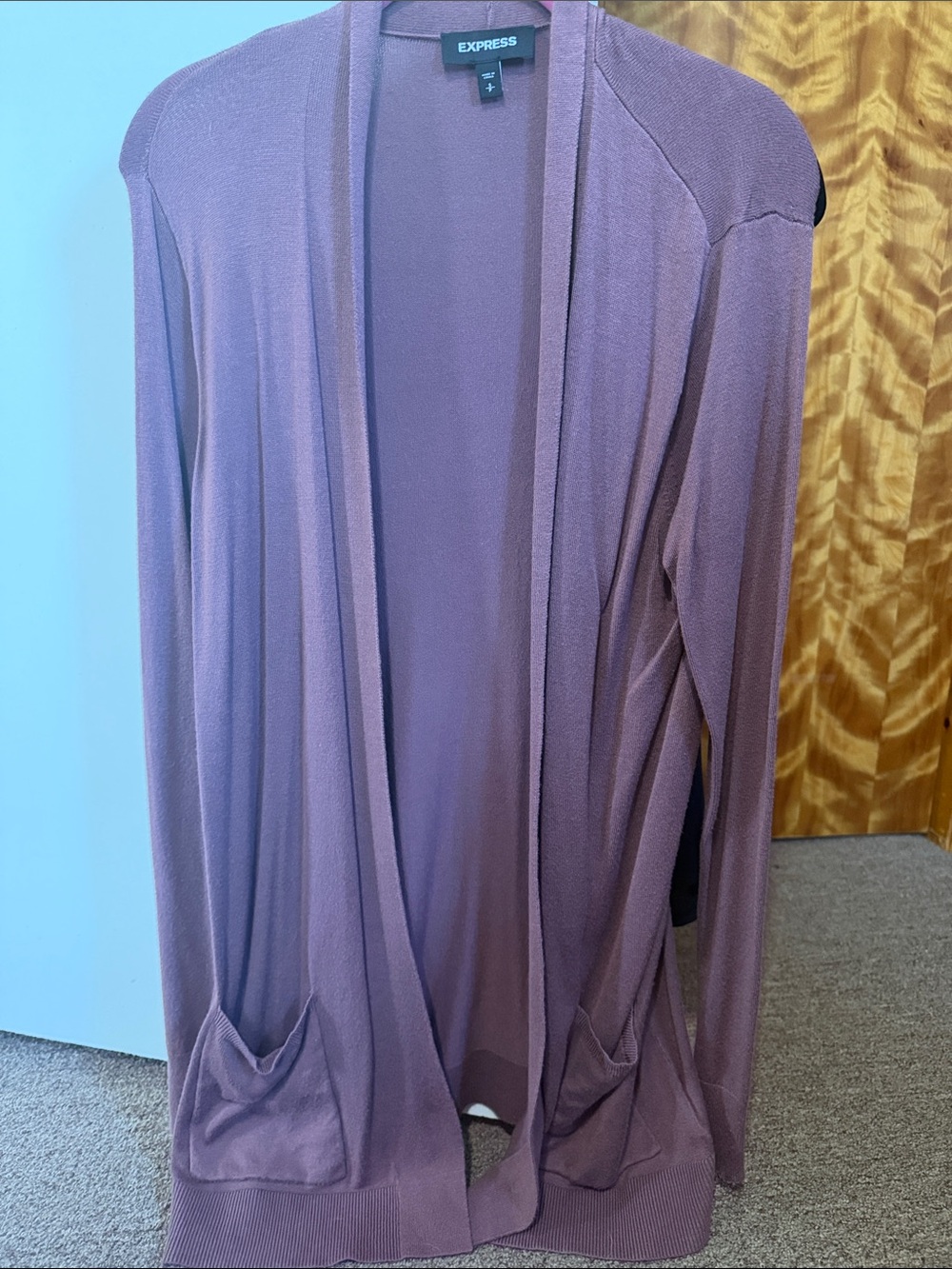 Express Mauve Open-Front Lightweight Cardigan